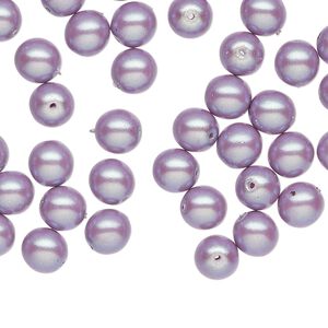 Czech glass 1pkg60, round druk bead pearl-coated iridescent lavender 6mm