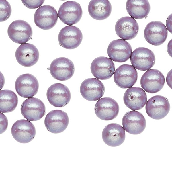 Czech glass 1pkg60, round druk bead pearl-coated iridescent lavender 6mm image number 0