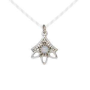 Rainbow moonstone / sterling silver 1pkg1, overall beaded open 3-teardrop drop natural antiqued 14x12.5mm