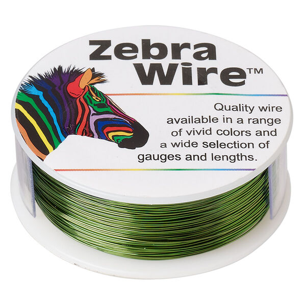 Wire, Zebra Wire™, color-coated copper, green, round, 28 gauge. Sold per 1/4 pound spool, approximately 164 yards. image number 0