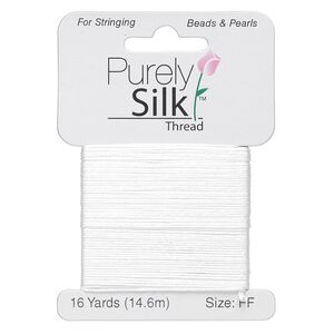 Thread, Purely Silk™, white, size FF. Sold per 16-yard card.