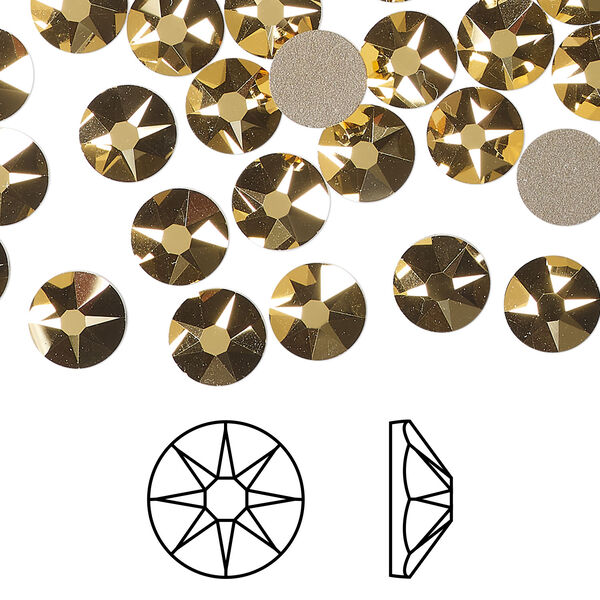 Flat back 1pkg12 crystal aurum foil back, Crystal Passions® 7.07-7.27mm rose round SS34 2088 image number 0