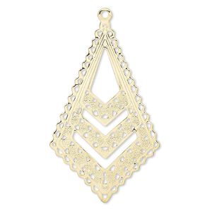 Focal, gold-plated brass, 39x24mm kite. Sold per pkg of 10.