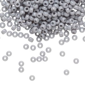 Seed bead, Miyuki, glass, pkg/50g, #8 rocaille, opaque ghost grey, (RR-498).