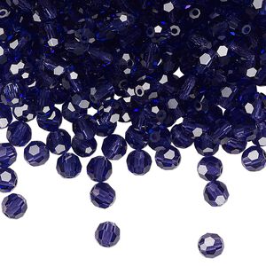 Bead 24pk deep tanzanite, Preciosa Czech crystal 4mm round