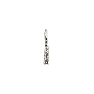 Ear wire fishhook 1pkg2 sterling silver, 16mm fancy design, 20 gauge antiqued 1 pair