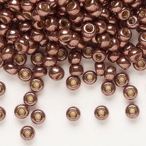 Seed bead, Miyuki, glass, pkg/250g, #6 rocaille, Duracoat® opaque galvanized dark mauve, (RR-4213).