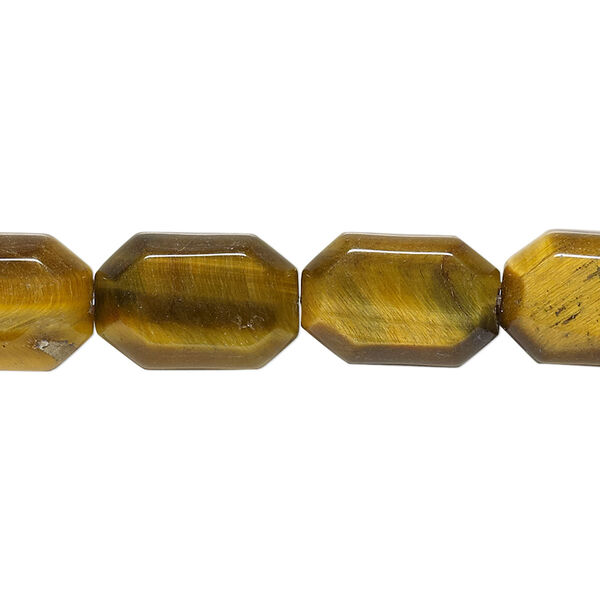 Bead, tigereye (natural), 15x10mm faceted octagon, B+ grade, Mohs hardness 7. Sold per 15-1/2" to 16" strand. image number 0