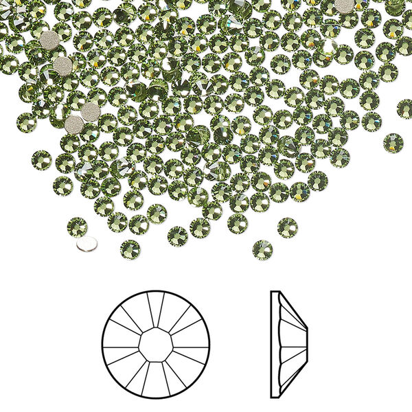 Flat back 144pk peridot foil back, Crystal Passions® Regenerated 2.1-2.3mm rose round SS7 2058 image number 0