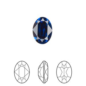 Fancy stone 1pk dark sapphire foil back, Crystal Passions® Regenerated 14x10mm oval 4120