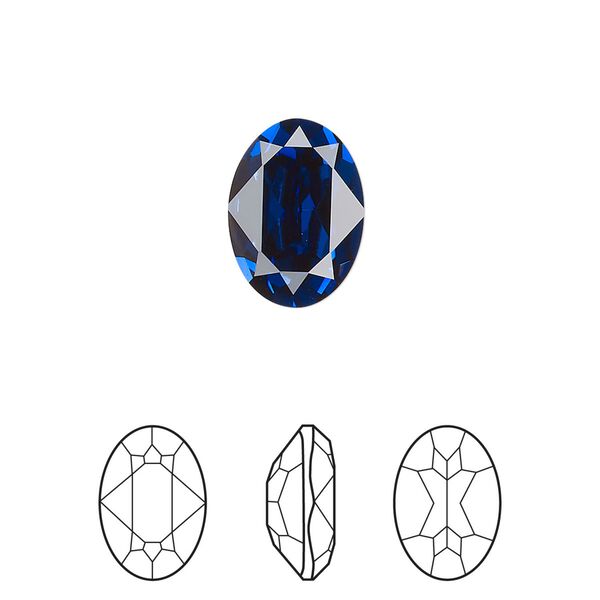 Fancy stone 1pk dark sapphire foil back, Crystal Passions® Regenerated 14x10mm oval 4120 image number 0