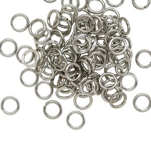 Jump ring, anodized aluminum, metallic grey, 5.5mm round, 3.5mm inside diameter, 18 gauge. Sold per pkg of 100.