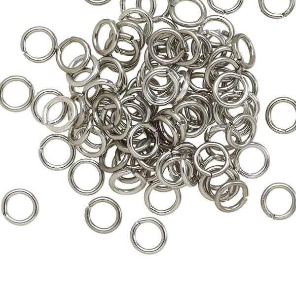 Jump ring, anodized aluminum, metallic grey, 5.5mm round, 3.5mm inside diameter, 18 gauge. Sold per pkg of 100. image number 0