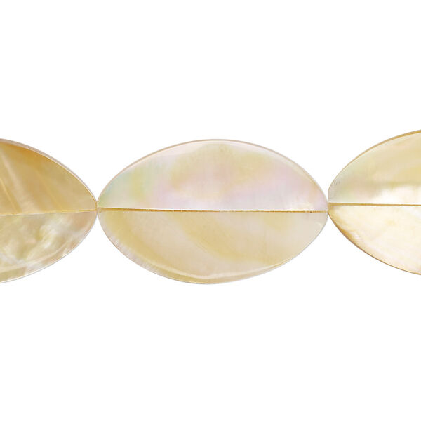 Bead, laminated gold lip shell (assembled), 24x14mm-26x16mm double-sided oval, Mohs hardness 3-1/2. Sold per pkg of 5. image number 0