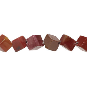 Moukaite jasper 1pkg1, diagonally drilled cube bead natural, 15 inch 8-10mm