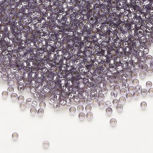 Seed bead, Preciosa Ornela Czech glass, pkg/500g, #11 rocaille, translucent solgel dyed silver-lined mauve, (78121).