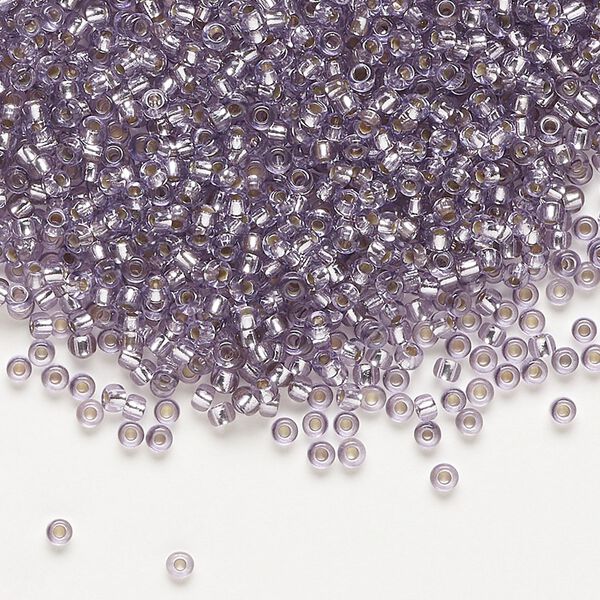 Seed bead, Preciosa Ornela Czech glass, pkg/500g, #11 rocaille, translucent solgel dyed silver-lined mauve, (78121). image number 0