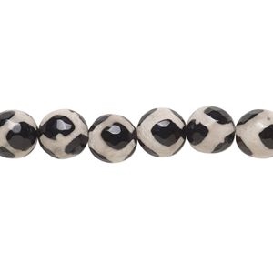 Agate 1pkg1, faceted round bead 8 inch 8mm