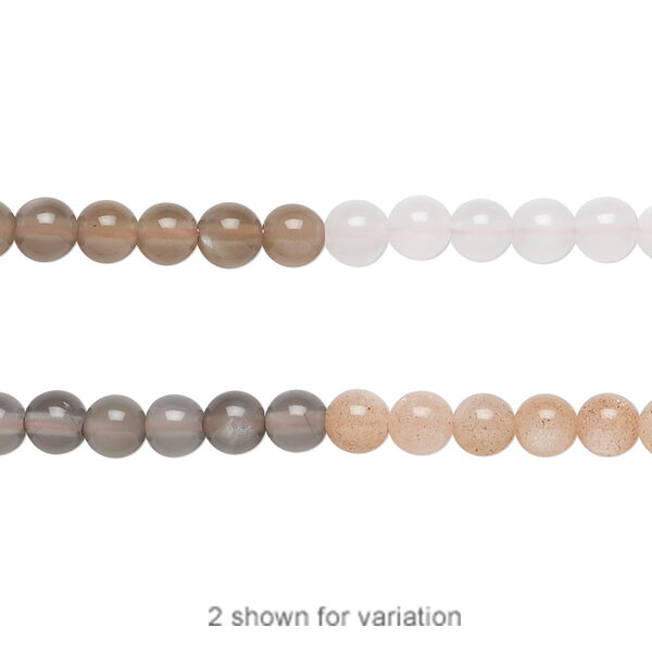 Bead, multi-moonstone (natural), 4mm round, A- grade, Mohs hardness 6 to 6-1/2. Sold per 8-inch strand, approximately 50 beads. image number 0