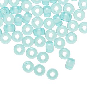 Czech pressed glass 1pkg100, crow bead transparent light aqua 6x4mm