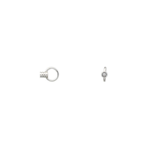 Crimp end, sterling silver, 3x2mm tube with loop. Sold per pkg of 4. image number 0