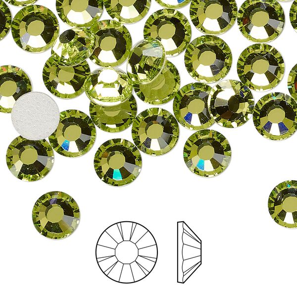 Flat back 12pk limecicle foil back, Preciosa MAXIMA Czech crystal hotfix rhinestone 7.069-7.272mm chaton rose round SS34 image number 0