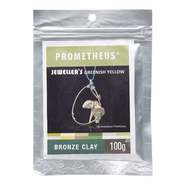 Prometheus® greenish yellow bronze clay, pkg/100g, rapid and low fire formula. image number 0