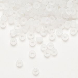 Seed bead, Dyna-Mites™, glass, transparent matte clear, #6 round. Sold per 40-gram pkg.