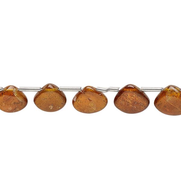 Amber kyanite 1pkg20, hand-cut top-drilled puffed teardrop bead natural graduated 6x6mm-11x10mm image number 0