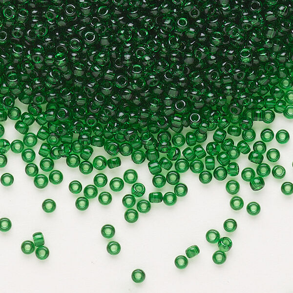 Seed bead, Dyna-Mites™, glass, pkg/40g, #11 round, transparent emerald green, (22 11/0 RR). image number 0