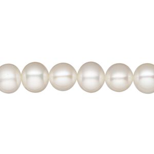 Pearl, White Lotus™, cultured freshwater (bleached), white, 8-9mm semi-round, B grade. Sold per 15-1/2" to 16" strand.