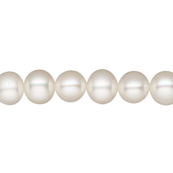 Pearl, White Lotus™, cultured freshwater (bleached), white, 8-9mm semi-round, B grade. Sold per 15-1/2" to 16" strand. image number 0