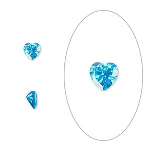 Gem, cubic zirconia, zircon blue, 5mm faceted heart, Mohs hardness 8-1/2. Sold per pkg of 2.