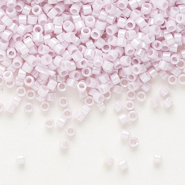 Seed bead, Delica®, glass, pkg/7.5g, #11 round, opaque glazed luster pale rose (DB-1534). image number 0