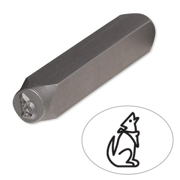 Stamp punch, tempered chrome vanadium steel, 6x4mm coyote, 2-3/4 x 3/8 inches. Sold individually. image number 0