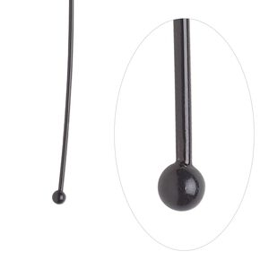 Head pin, electro-coated brass, black, 2 inches with 2mm ball, 21 gauge. Sold per pkg of 10.