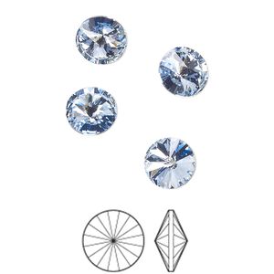 Chaton 144pk light sapphire foil back, Preciosa MAXIMA Czech crystal rhinestone 8.16-8.41mm rivoli SS39