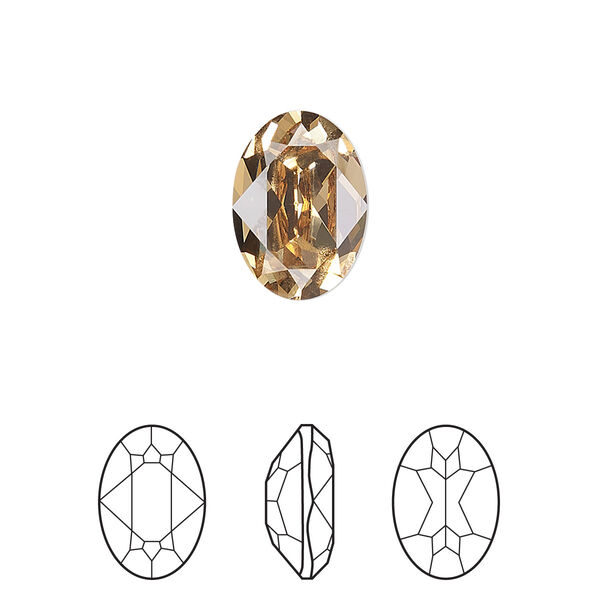 Fancy stone 12pk light Colorado topaz foil back, Crystal Passions® 14x10mm oval 4120 image number 0