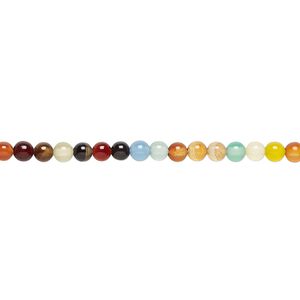 Agate 1pkg1, round bead 15.5-16 inch 3mm