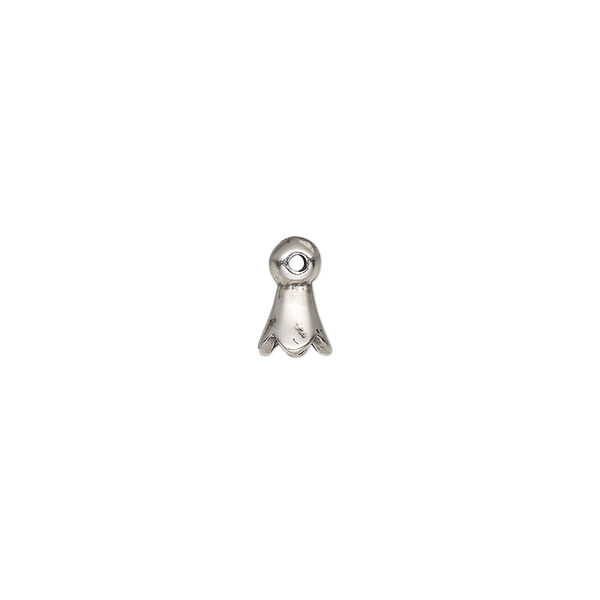 Drop, sterling silver, 9x5mm squash blossom. Sold individually. image number 0