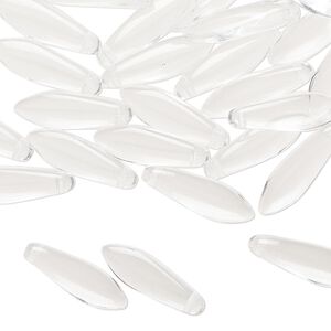 Bead 1pkg50 Czech pressed glass, clear, 15.5x5mm top-drilled dagger.