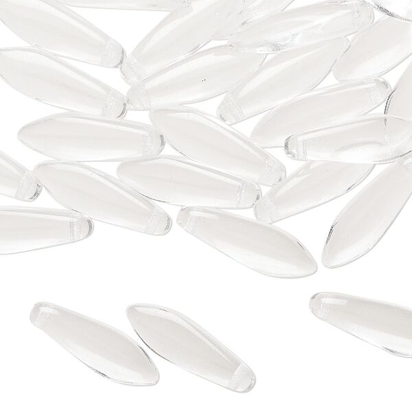 Bead 1pkg50 Czech pressed glass, clear, 15.5x5mm top-drilled dagger. image number 0