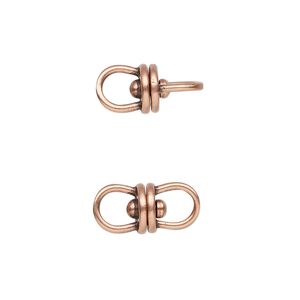 Link, JBB Findings, antique copper-plated brass, 16x7.5mm with center swivel. Sold per pkg of 2.