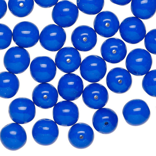 Bead 1pkg50 Czech glass druk, opaque blue, 8mm round. image number 0