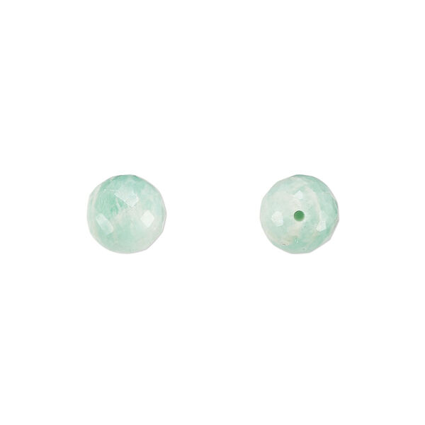 Amazonite 1pkg2, hand-cut half-drilled faceted round bead natural B grade, 8mm image number 0