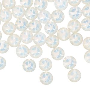 Flat back 288pk white opal foil back, Swarovski® 6.32-6.5mm rose round SS30 2088