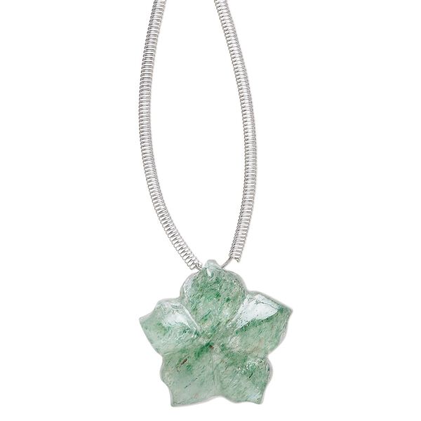 Green aventurine 1pkg1, hand-cut top-drilled 2-sided carved flower bead natural 16x16mm image number 0
