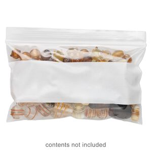 Bag, Tite-Lip™, plastic, clear and white, 5x3-inch side zip with block. Sold per pkg of 100.