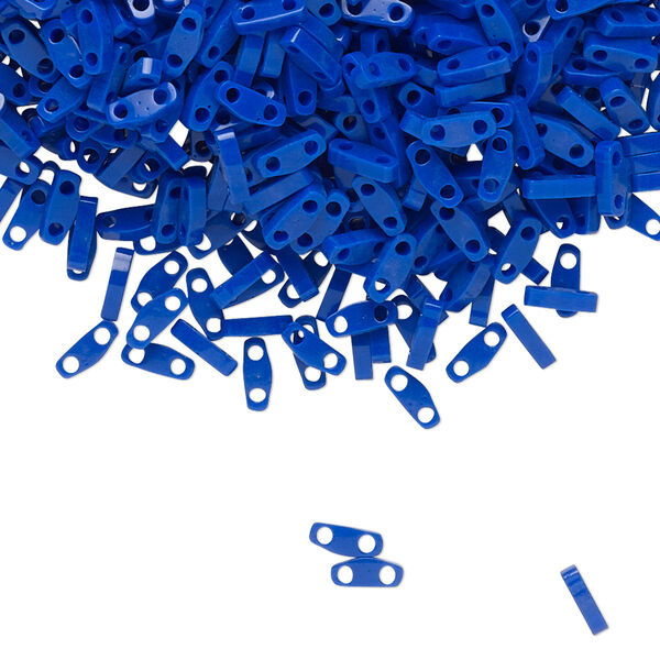 Seed bead, TILA®, glass, pkg/250g, 5x1.2mm quarter tila rectangle, opaque cobalt, (QTL-414). image number 0