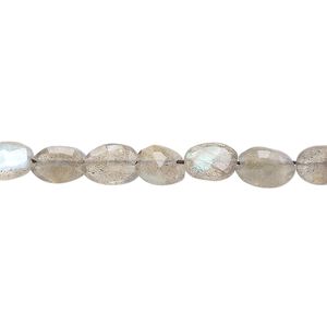 Labradorite 1pkg1, hand-cut puffed faceted oval bead natural 13 inch 6x5mm-8x6mm